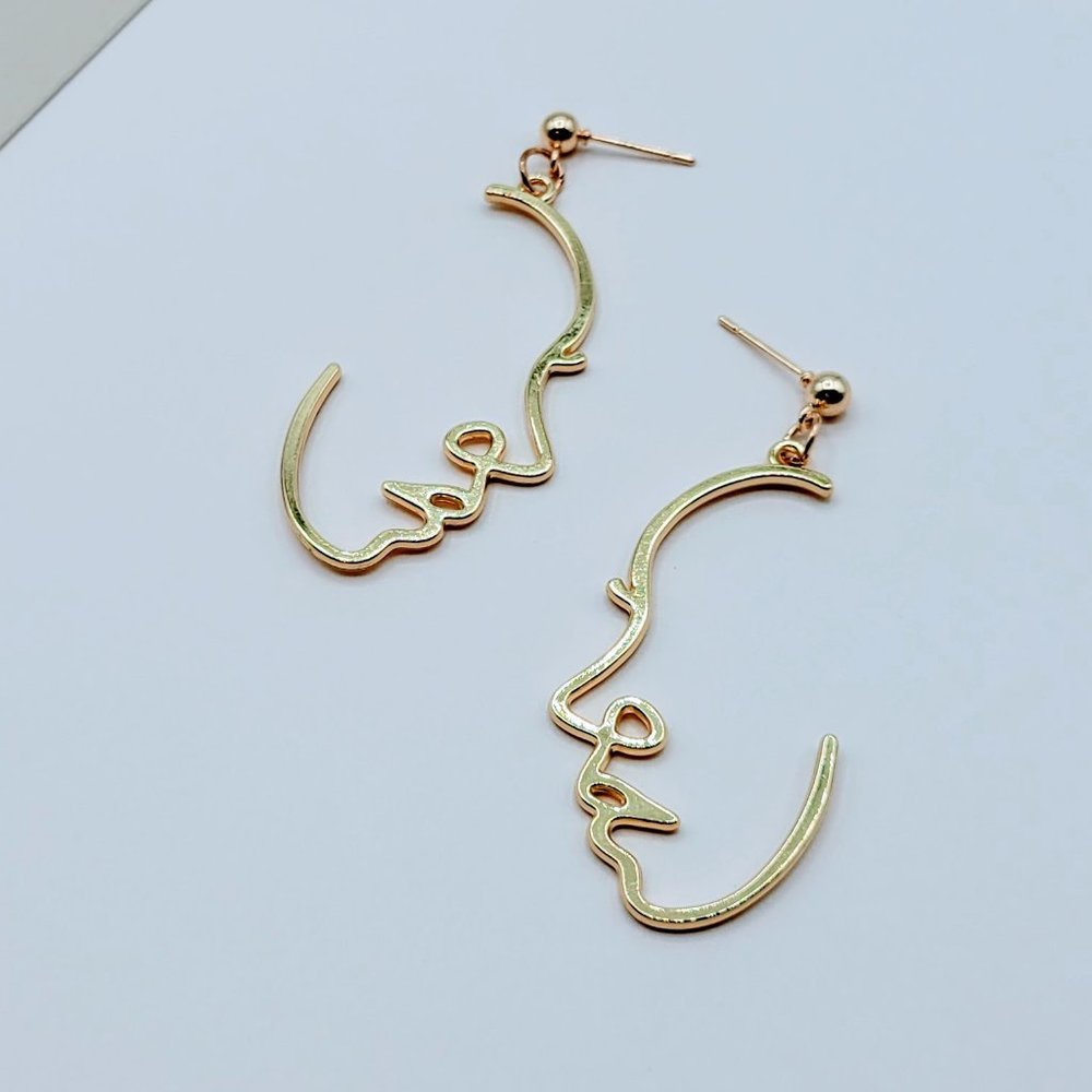 5 for $25 Picasso Face Drop Statement Earrings - Picture 4 of 5